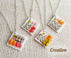 Miniature sushi necklace