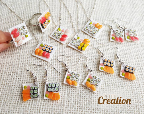 Miniature sushi jewelry collection