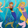Mermaid Elsa, Anna,rapunzel,jasmine
