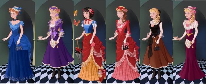 disney princesses in victorian style