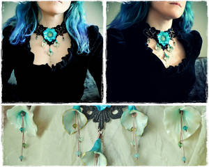 Gothic choker and Blue flower