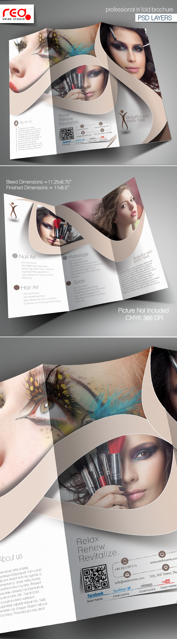 Beauty Salon Trifold Brochure Template