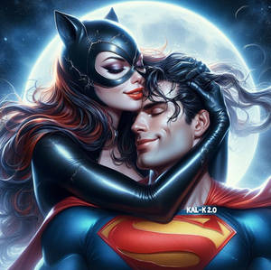 Catwoman stroke Superman's hair 