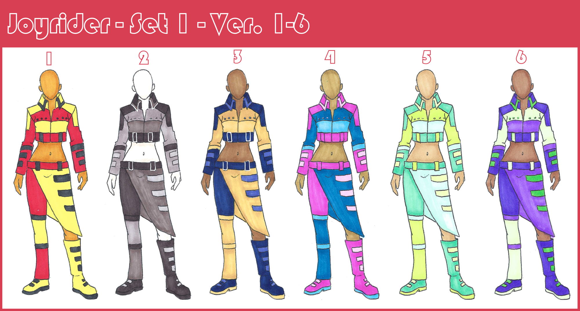 Joy Ride Rider Outfits Joyrider - Set 1 - 1-6 by LumaCruz on DeviantArt