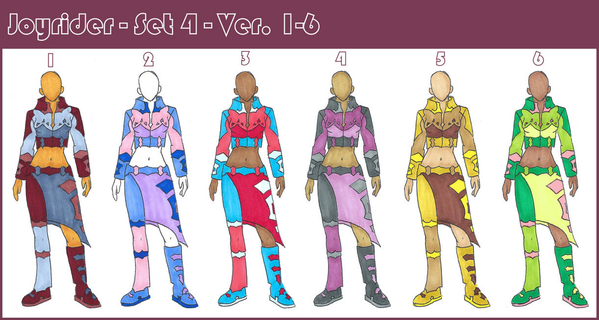 Joy Ride Rider Outfits Joyrider - Set 4 - 1-6 by LumaCruz on DeviantArt