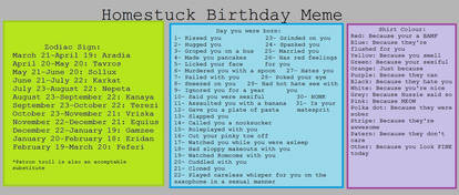 Homestuck Birthday Meme! Zodiac style!