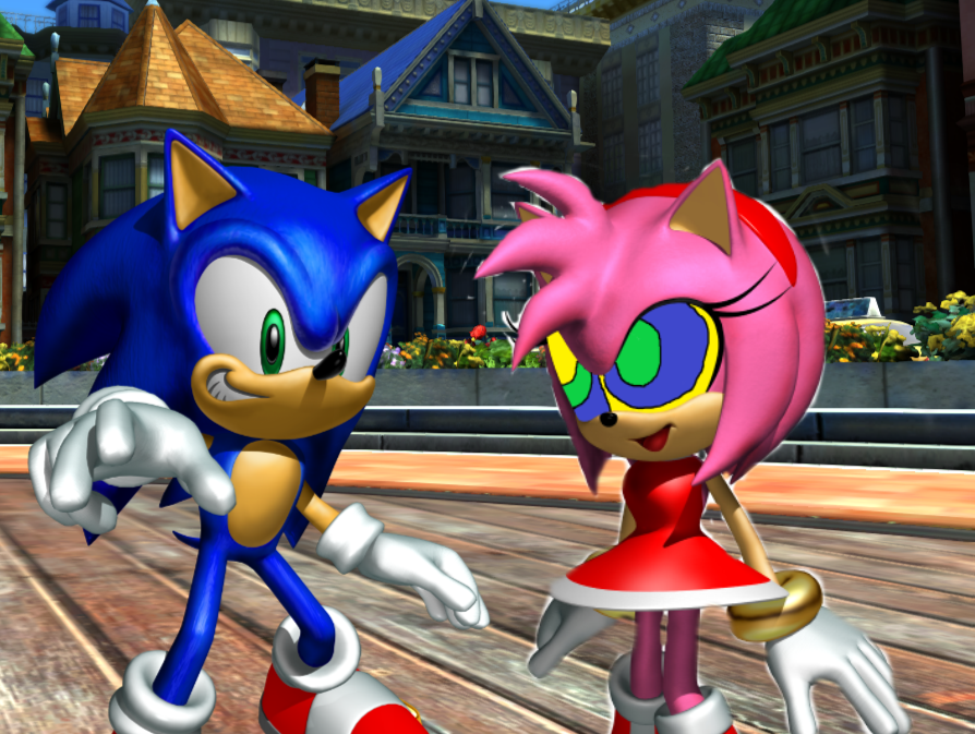 Amy Rose on hoverboard 3 Sonic the hedgehog clipart image 