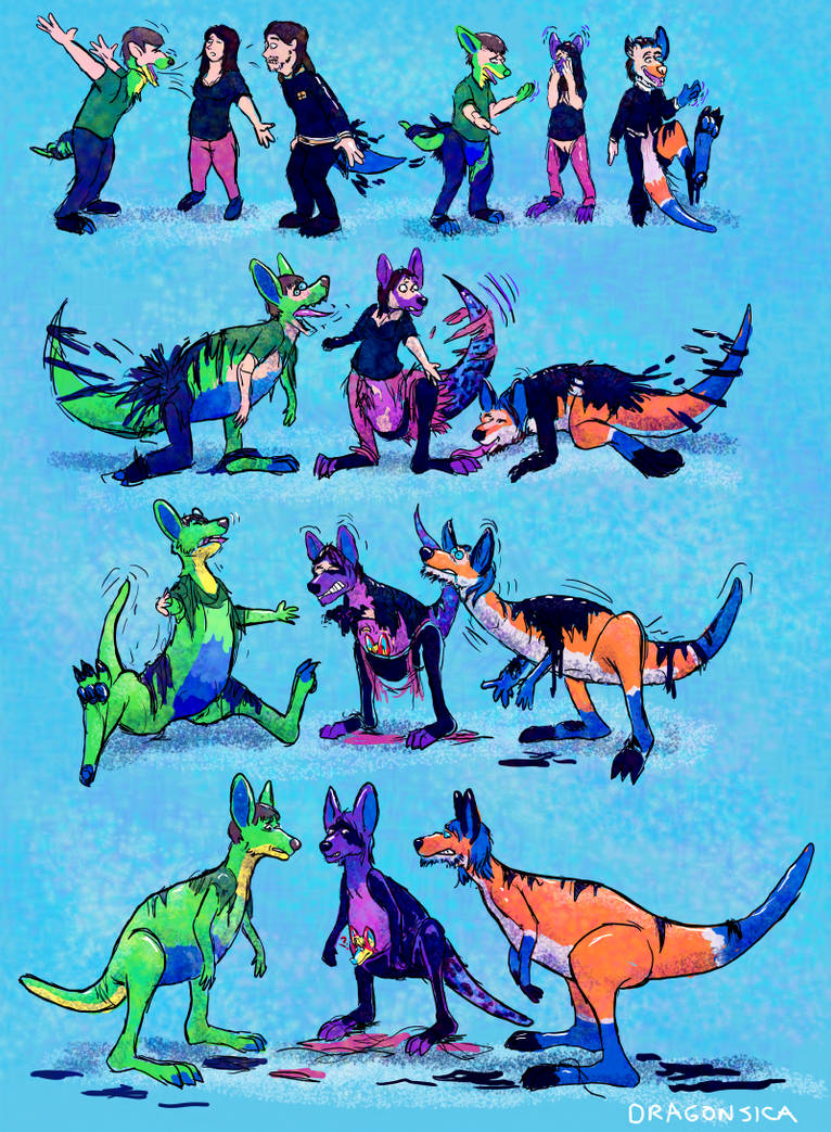 Distorted Kangaroo Triple Kangaroo Transformation (Commission by Dragonsica on DeviantArt