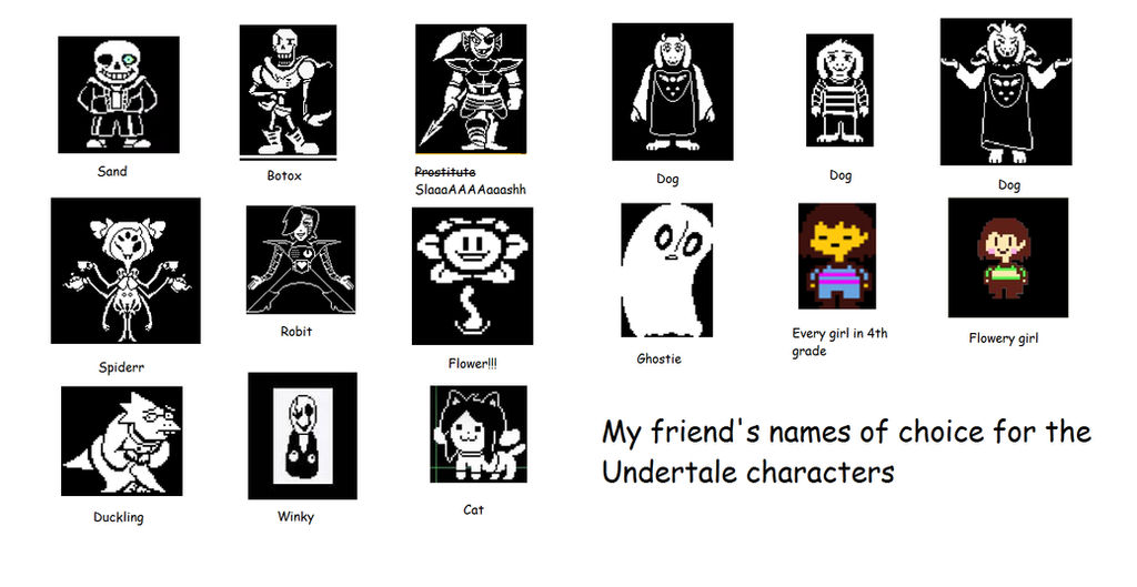 My Friend S Names For Undertale Characters By Livybunny14 On Deviantart