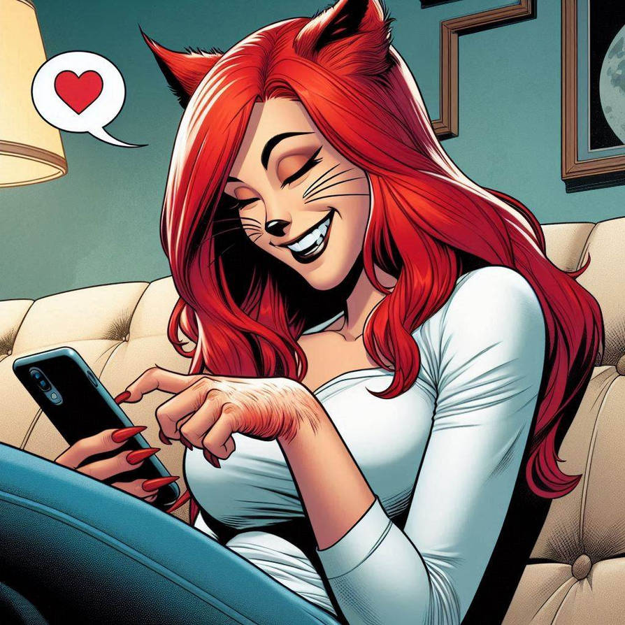 Deviantart Red Texting Werecat texting - comics version by mtweng on DeviantArt