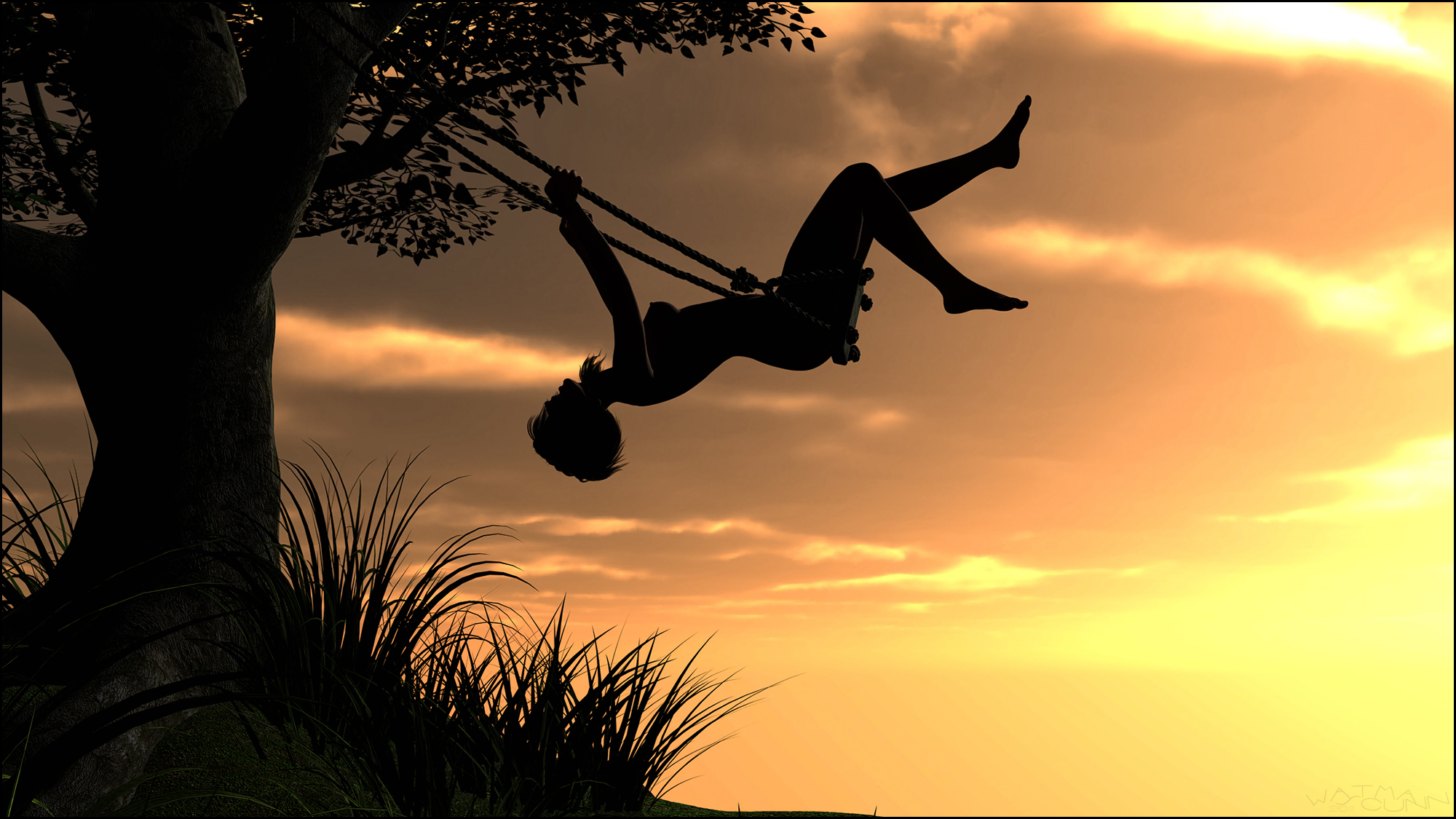 Swinging in the sunset