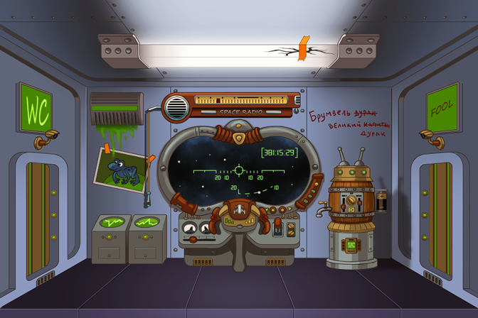 Cartoon style spaceship interior