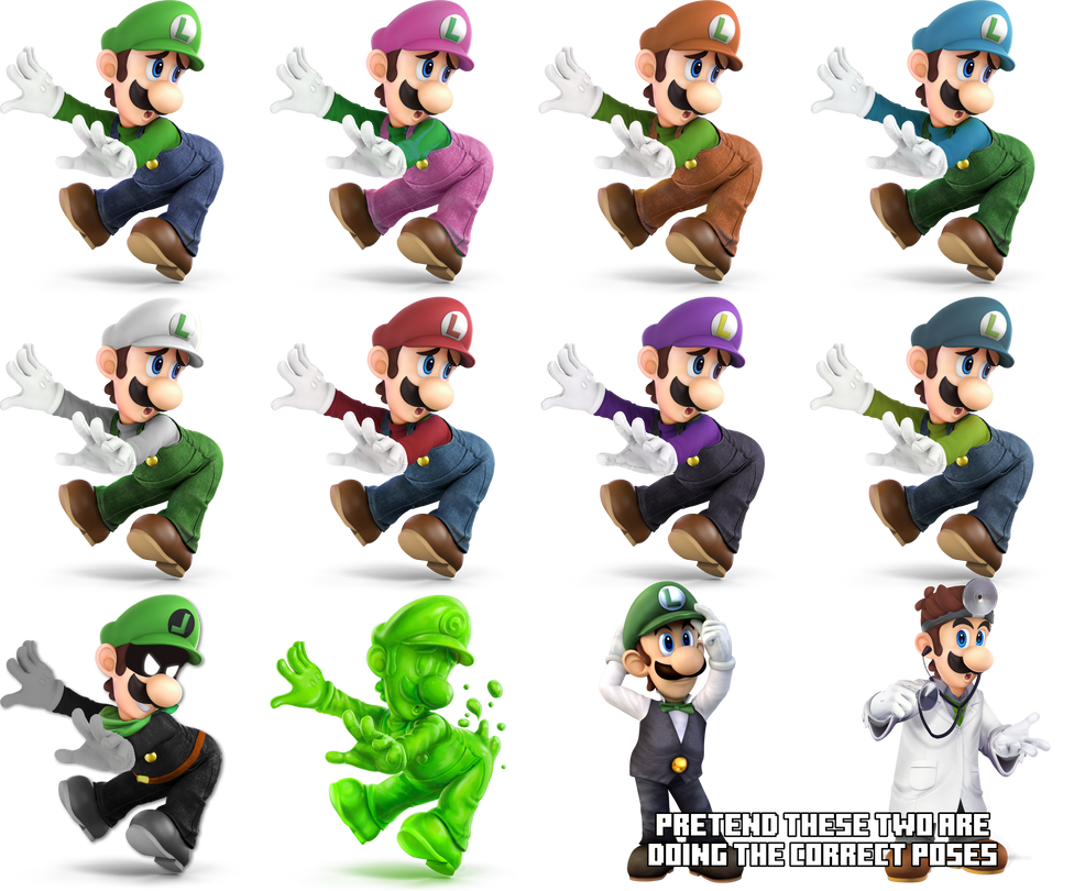 The ideal Luigi Palette Swaps (In my opinion) by Lasercraft32 on DeviantArt
