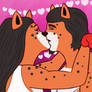 Two Strong Leopards Snogging after Sparring