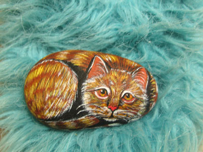 Painted rock Cat