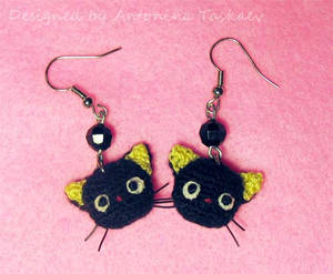 Crocheted Choco cat earrings