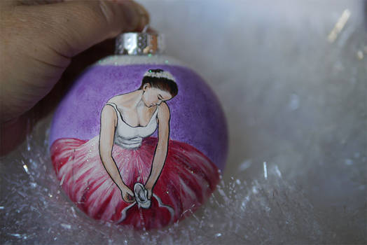 Pink Ballerina hand painted Christmas tree ball