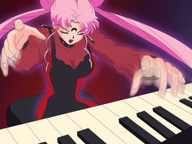 Black Lady playing a piano