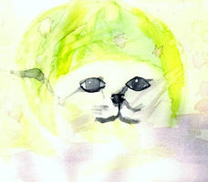 lime cat watercolor