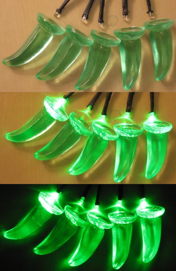 Green clear led K9 claws