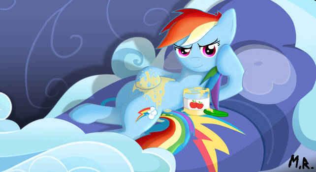 Saucy Rainbow Dash with background