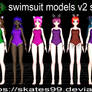 Mmd neon girls swimsuit v2 hair styles dl beta