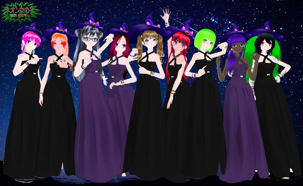 Mmd Neongirls Witch Models Dl beta