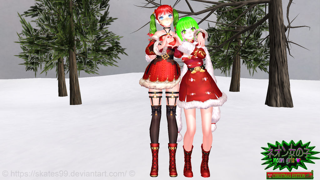 Mmd Merry Christmas From My Ocs Miya And Nomi