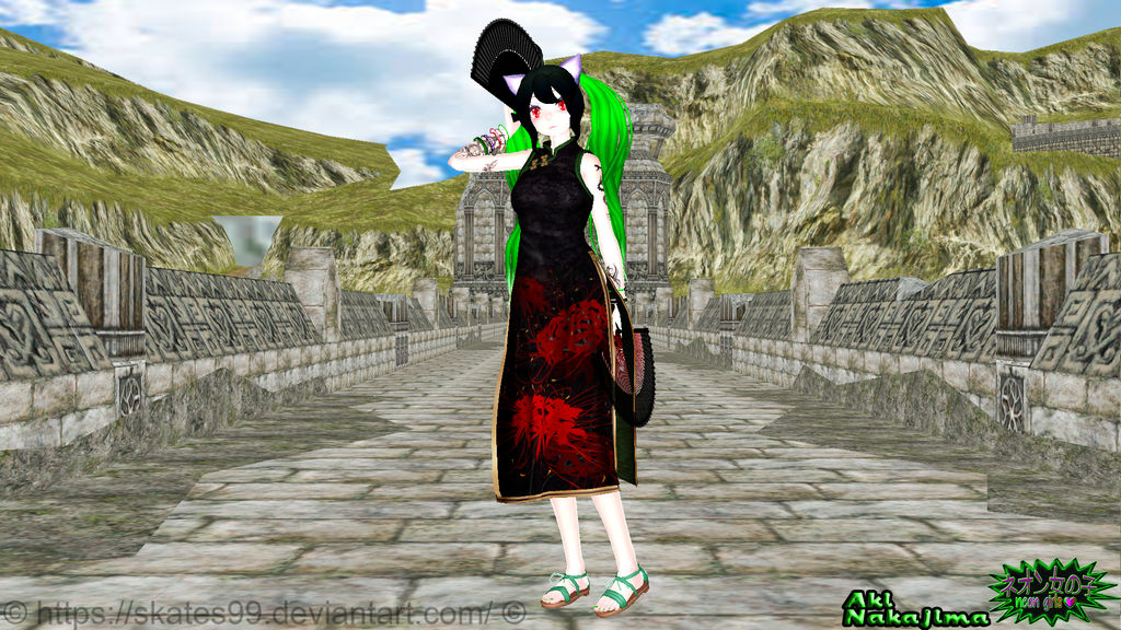Mmd my oc aki nakajima in a china dress
