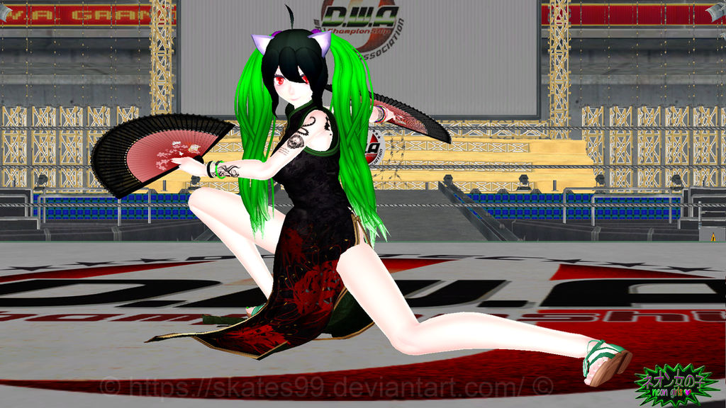 Mmd aki nakajima China dress in a fight pose wall