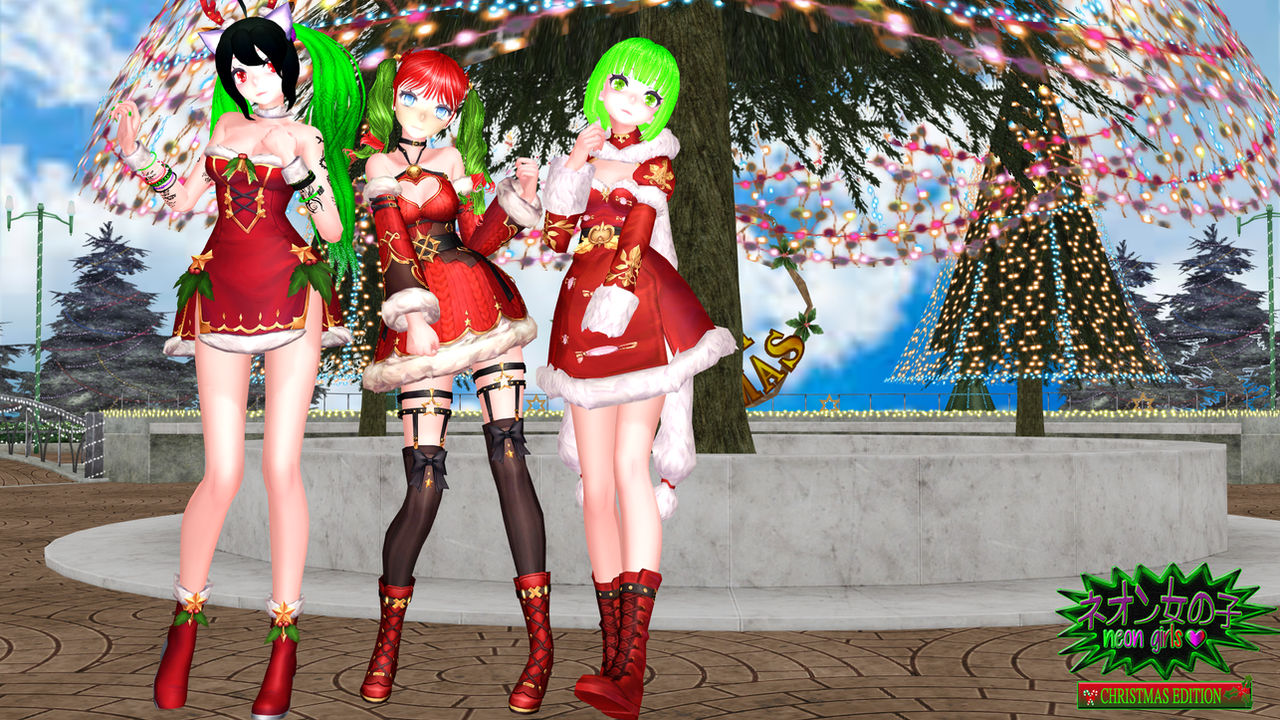 Mmd merry Christmas from the neongirls