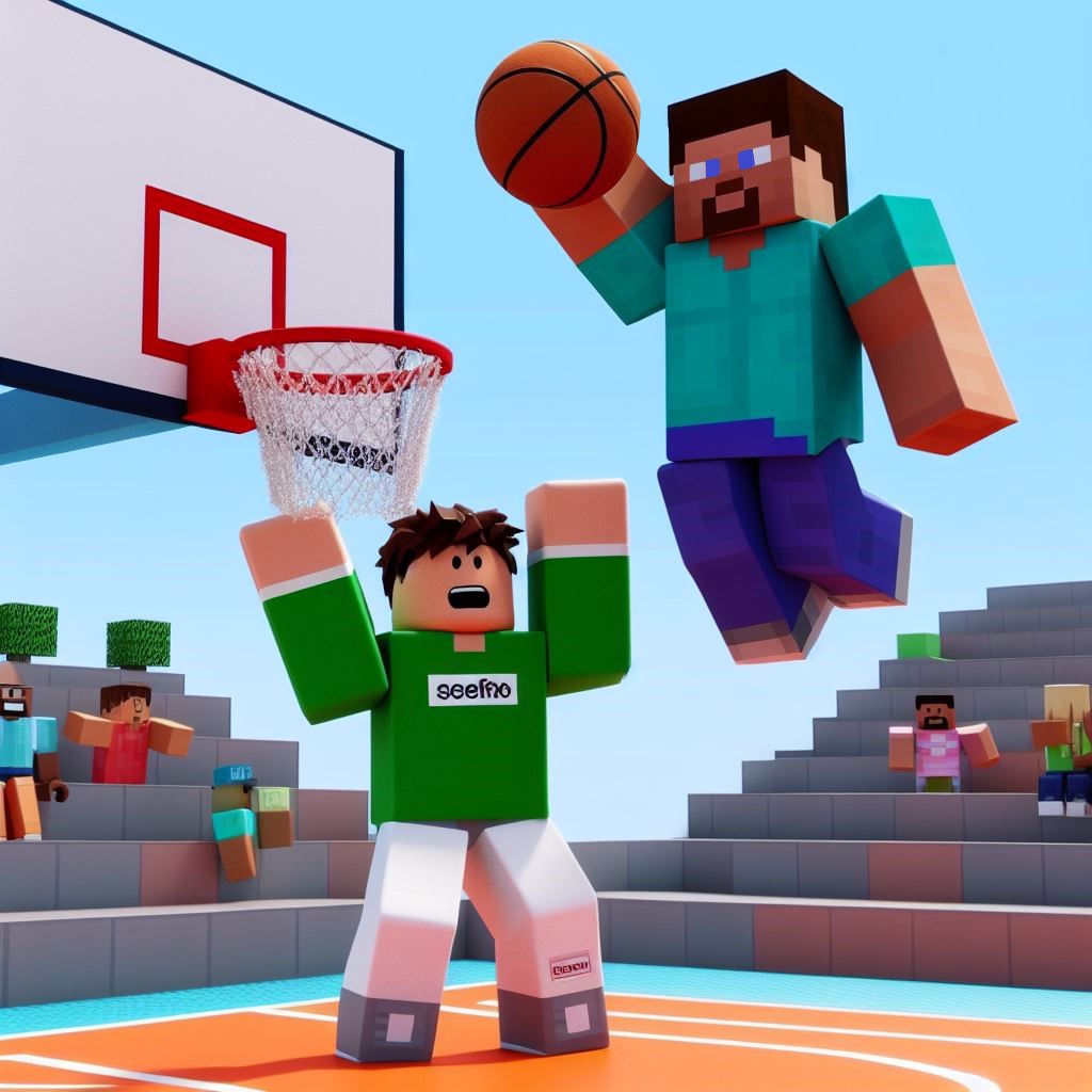 Steve From Minecraft Dunking On Roblox Avatar! by DdudeGames on DeviantArt