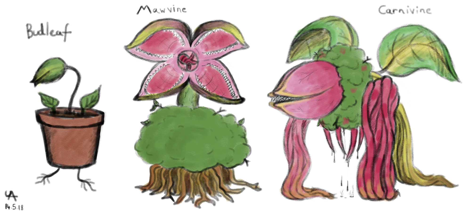 Monster 12 - Budleaf, Mawvine, Carnivine