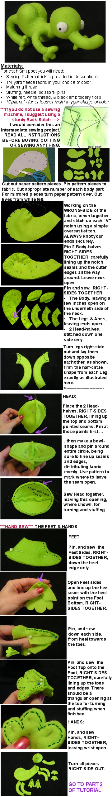 Smuppet Plushie Sewing Tutorial PART 1