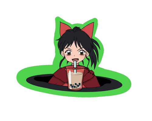 Animated Moroha with Bubble Tea