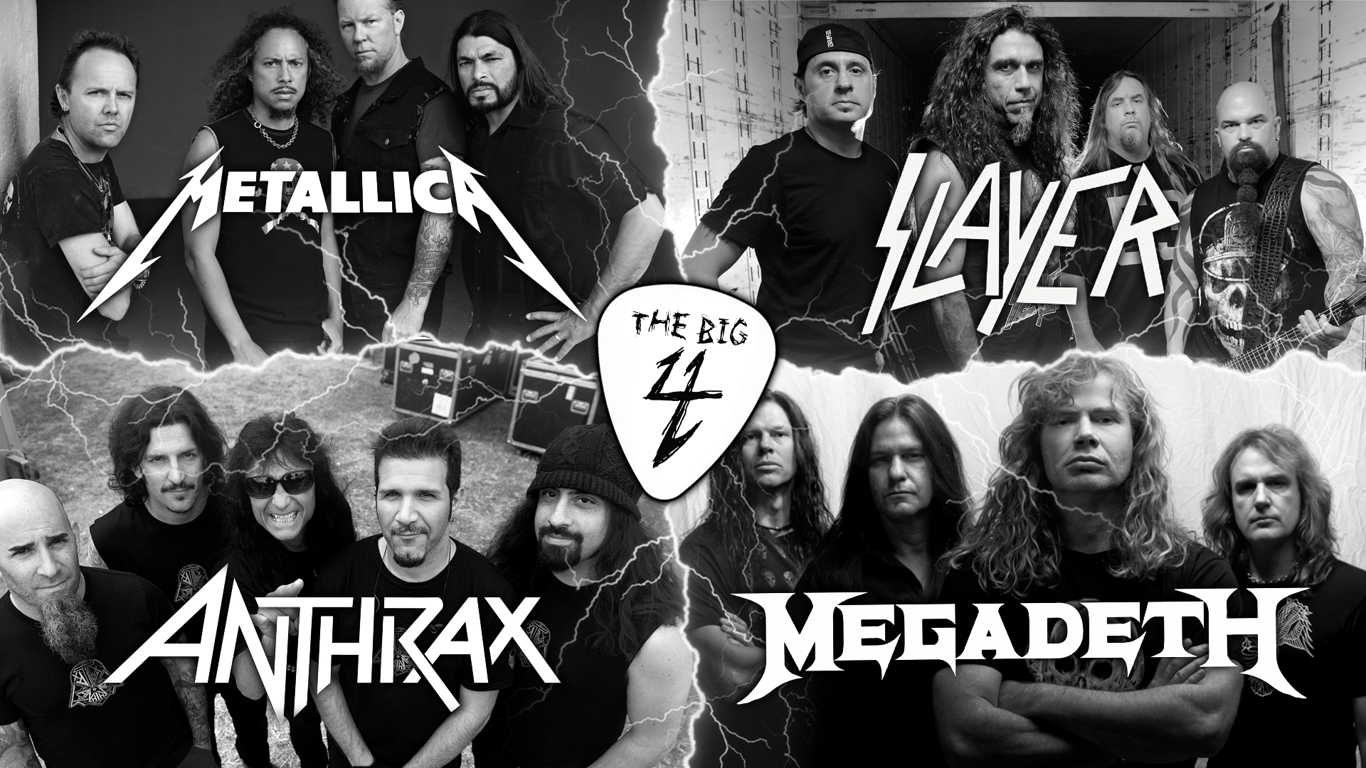 Трэш 4. Большая четвёрка трэш метал. Великая четвёрка трэш металла. Большая четверка мегадет слеер антракс. Metallica Megadeth Slayer Anthrax.