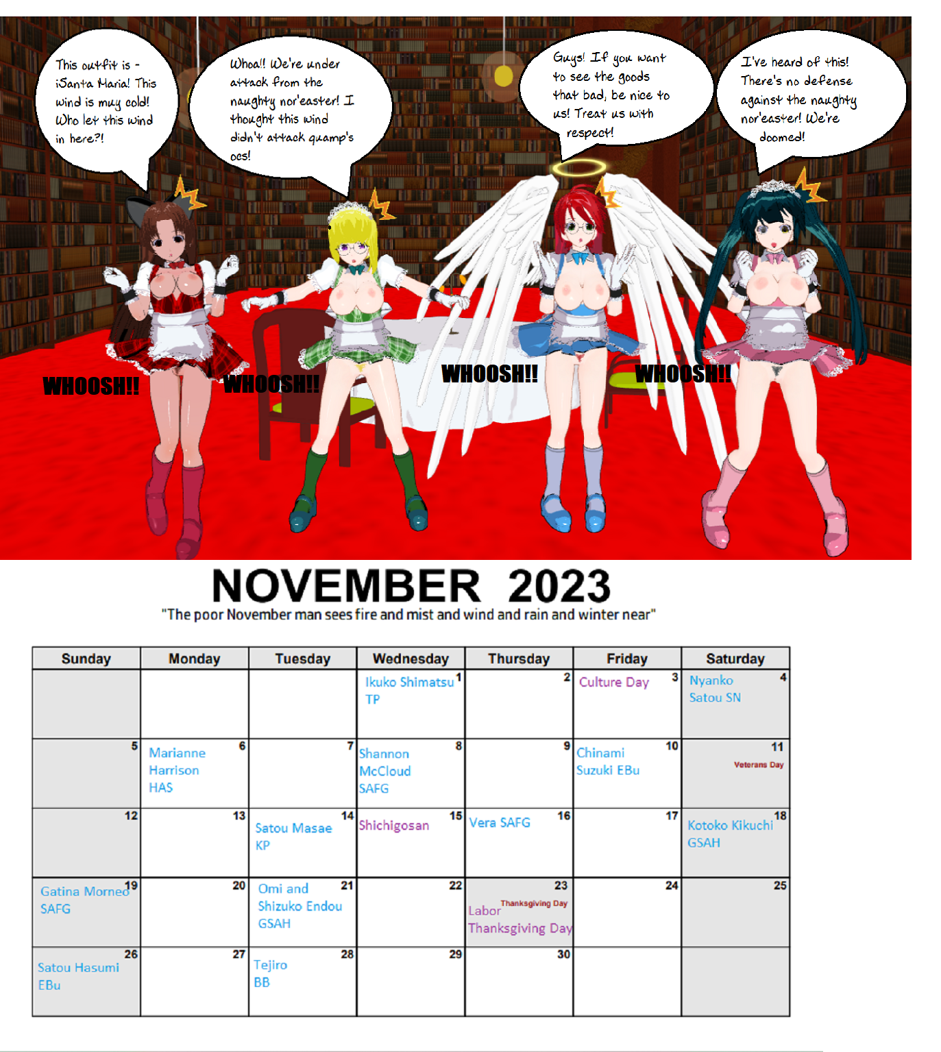 Ocs Calendar November 2023 by quamp on DeviantArt