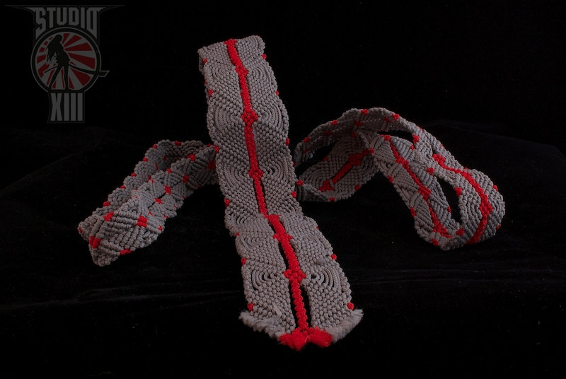 Macrame Cotton Necktie - Grey Red