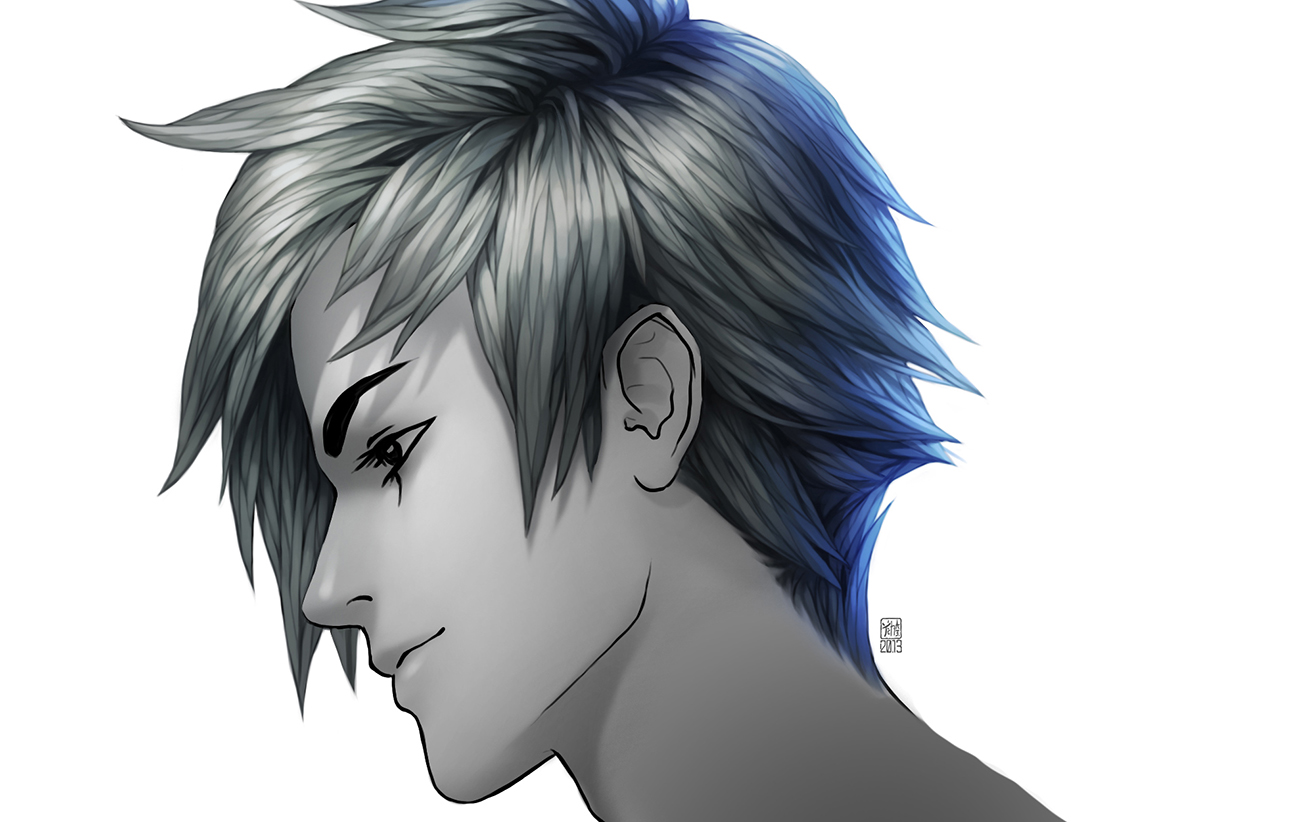 anime guy side view face