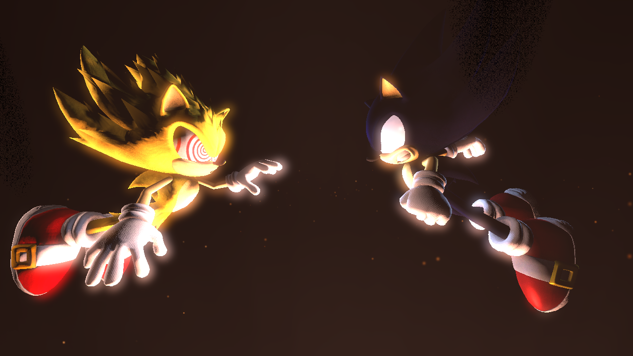 Sonic.ExE, Super Sonic, Fleetway Super Sonic and Dark Sonic. in