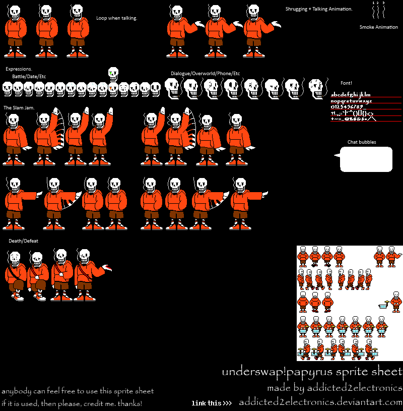 Underswap Papyrus Colored Sprite Sheet