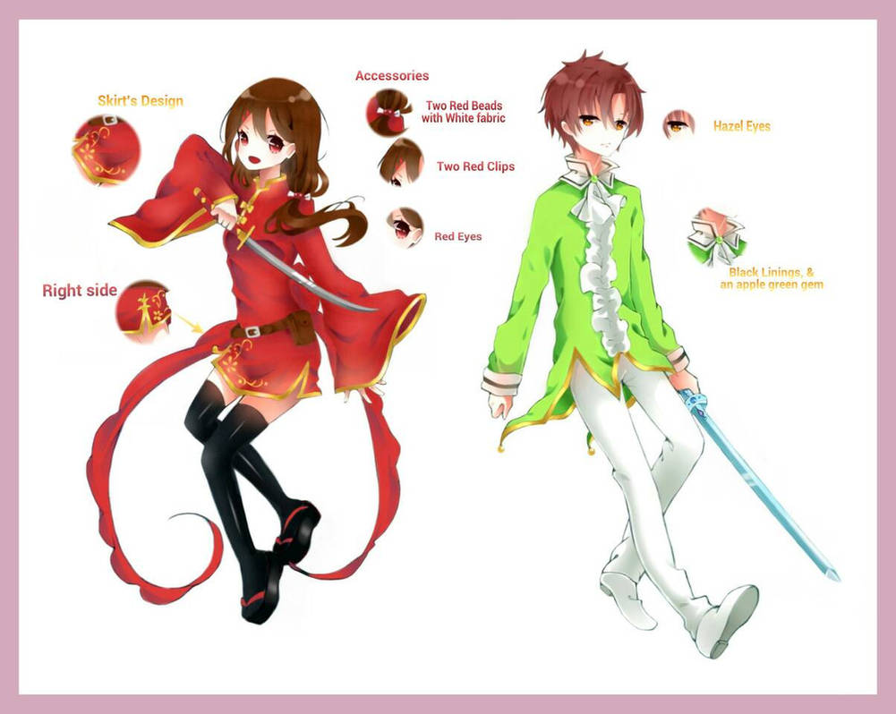 Oc Ref Sheet: Haruko and Akito by Sweetmeloday