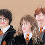 Ron, Harry, and Hermione (Colored Pencil Drawing)