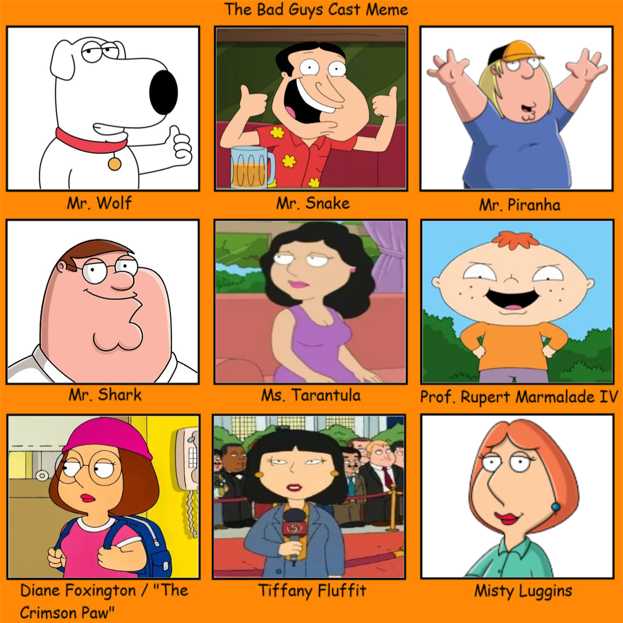 The Bad Guys Cast Meme Family Guy Version by ROTGANDTBG11011 on DeviantArt