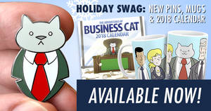 Business Cat Pins and Other New Merch