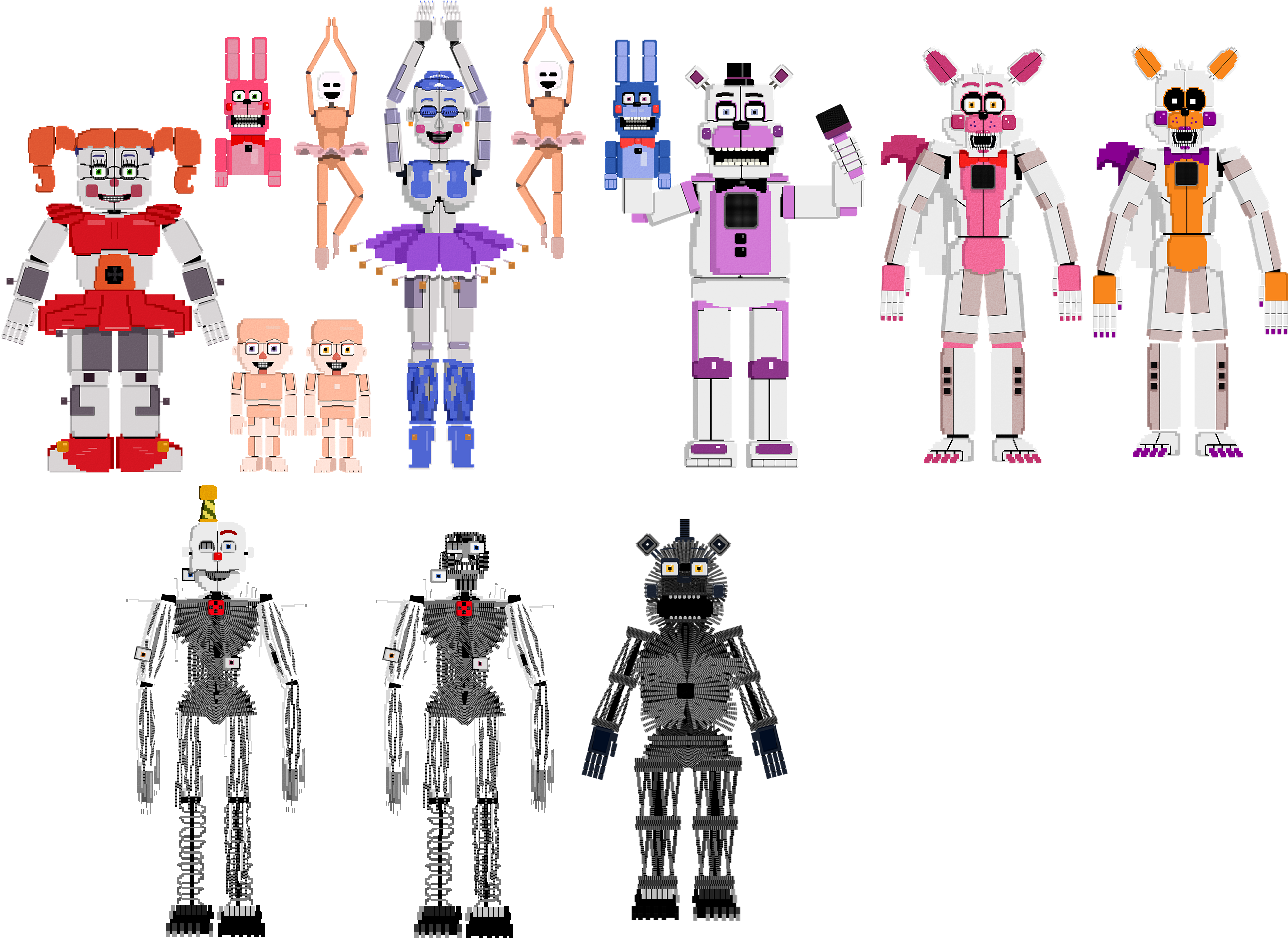 Fnaf 6-All animatronics by Diegopegaso87 on DeviantArt