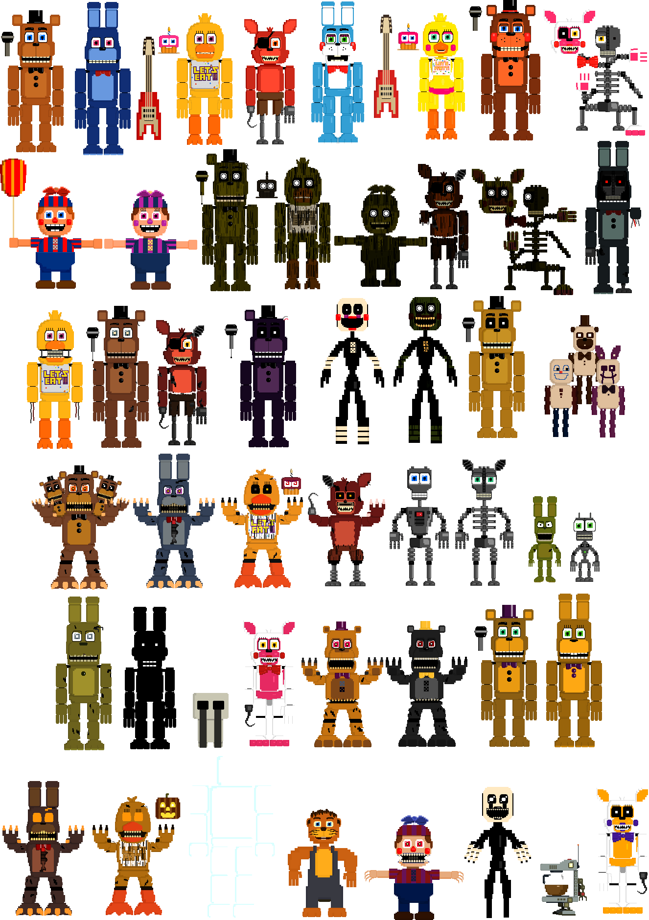 Fnaf4 Animatronics 8-bit by 133alexander on DeviantArt