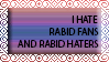 I HATE Rabid Fans And Rabid Haters! Stamp