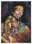 Jimi Hendrix - Watercolor and ink - Portrait by NateMichaels