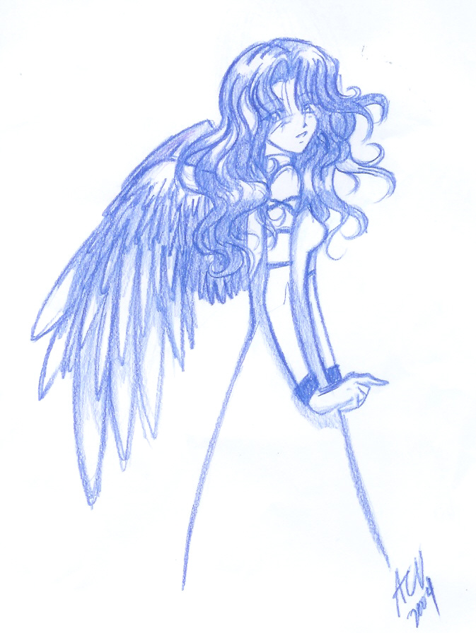 Angel in Blue Pencil